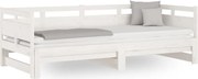 vidaXL Pat de zi extensibil, alb, 2x(80x200) cm, lemn masiv de pin