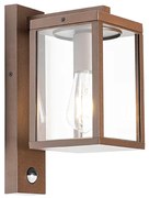 Lampa de perete exterioară maro ruginiu cu senzor de mișcare IP44 - Charlois