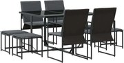 vidaXL Set de masă pentru grădină 9 pcs Negru Oțel