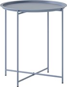 Outsunny Măsuță Rotundă Măsuță de Supliment Blat Detașabil cu Margine Ridicată Picioare Pliabile din Metal Ø46x50cm Albastru-Gri | Aosom Romania