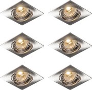 Set de 6 spoturi încastrate înclinabile oțel pătrat - Edu