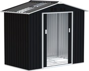 Outsunny Magazie de grădină metalică 2,77 m², 213 x 130 x 185 cm cu fundație, uși culisante, gri închis | Aosom Romania