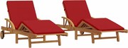 vidaXL Șezlong 2 pcs Roșu 200 x 67 x 84cm Lemn masiv de acacia
