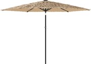 vidaXL Umbrelă soare de grădină cu stâlp din oțel, maro 288x288x225 cm