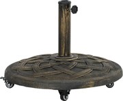 Outsunny Bază Rotundă pentru Umbrelă cu Roți, Bază Ponderată de 20 kg din Rășină, Suport pentru Umbrele de 3,3 cm/3,8 cm/4,8 cm pentru Exterior, Grădină, Piscină, Bronz | Aosom Romania