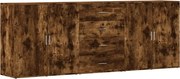 vidaXL Servantă, 3 buc., stejar fumuriu, lemn prelucrat