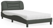 vidaXL Pat cu saltea, gri închis, 100x200 cm, textil