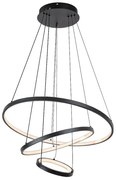 Lustra LED cu telecomanda cu 3 inele metal negru Beliza
