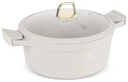 Oală cu capac 28 cm, 6.6L – Berlinger Haus Sahara Collection BH 7788, crem, cu mânere silicon, gătit sănătos, compatibilă inducție