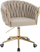 HR750K Scaun Latte Boucle cu Bază Aurie