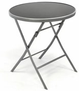 Masa de gradina din sticla bistro cu blat rabatabil-argintiu