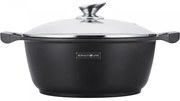 Cratita cu capac sticla interior marmura, Royalty Line, 28 cm RL-BS28ML 6 l, negru