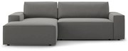 Colțar gri deschis extensibil/cu spațiu de depozitare cu tapițerie din catifea (cu colț pe partea stângă /cu șezlong) Jodie – Micadoni