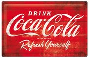 Placă metalică Coca-Cola - Logo Red Refresh Yourself