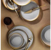 Set de 16 piese pentru masă, porțelan, gri/auriu