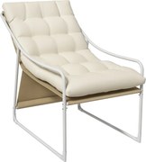 Outsunny Fotoliu de grădină fauteuil de exterior cu pernă cadru din oțel pentru balcon, terasă, grădină bej | Aosom Romania