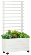 Outsunny Jardinieră Verticală Mobilă cu Suport pentru Plante Cățărătoare, din Lemn de Brad, 4 Roți, 76x30x155 cm, Alb | Aosom Romania