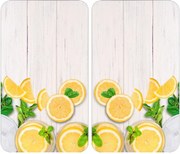 Plăci rezistente la căldură pentru a proteja aragazul, 2 plăci de sticlă cu model decorativ + picioare antiderapante - 52 x 30 cm, WENKO