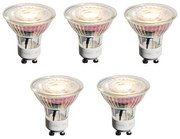 Set de 5 becuri LED GU10 de 50 mm, reglabile, clare, 4,9 W, 450 lm, 2700 K