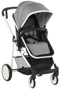 Carucior Dublu Ajustabil si Pliabil , Copii 0-36 luni, Transport pentru copii, Carucior cumparaturi 15kg, 80x51x102cm Gri HOMCOM | Aosom Romania