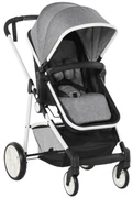 Carucior Dublu Ajustabil si Pliabil , Copii 0-36 luni, Transport pentru copii, Carucior cumparaturi 15kg, 80x51x102cm Gri HOMCOM | Aosom Romania