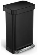 Simplehuman Coș dreptunghiular cu pedală cubuzunar pentru sac 45 l, negru