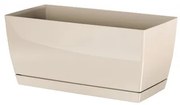 Ghiveci din plastic Coubi Case, cu vas, crem, , 39 x 19 x 18,2 cm