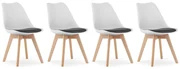 Set 4 scaune de sufragerie albe si negre BALI MARK