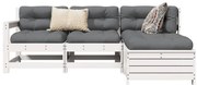 vidaXL Set canapea de grădină, 4 piese, alb, lemn masiv pin