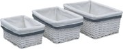 vidaXL Set de coșuri suprapuse, 3 piese, alb, salcie