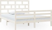 vidaXL Cadru de pat, alb, 160x200 cm, lemn masiv de pin