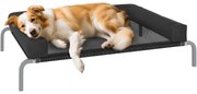 PawHut Pat Ridicat pentru Câini cu Pernă în Formă de U, Negru și Argintiu | Aosom Romania