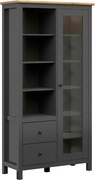 Vitrina HESEN, gri grafit/stejar artisan, PAL melaminat/sticla securiz