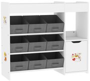 AIYAPLAY Etajeră de depozitare pentru copii cu 9 sertare textile și dulap, alb | Aosom Romania