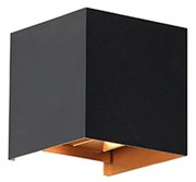 Aplică de perete exterioară neagră cu auriu inclusiv LED 2 lumini IP54 - Edwin