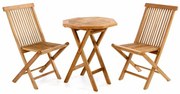 Set de lux pentru balcon Gardenay din lemn de tec, 1 masă +