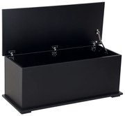HOMCOM Cutie de depozitare cutie pentru jucării cu capacitate mare de depozitare și balamaua blocată din lemn 100 x 40 x 40 cm negru | Aosom Romania