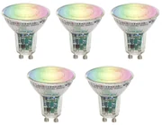 Set de 5 becuri inteligente GU10 50 LED transparente RGBW 4,5W 350 lm 2700-6000K