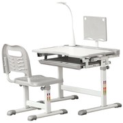 Homcom Set Birou Copii cu LED – Reglabil 6–12 Ani cu Blat inclinat | Aosom Romania