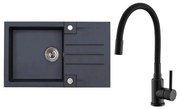 ALVEUS SETA23201 - Chiuvetă de bucătărie ROCK cu baterie pentru chiuvetă MINTAS, 34 cm, granit, negru