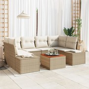 vidaXL Set de canapele pentru grădină cu pernă 7 pcs Bej Rattan poli