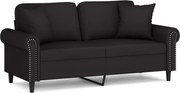 vidaXL Canapea cu 2 locuri cu pernuțe, negru, 140 cm, catifea