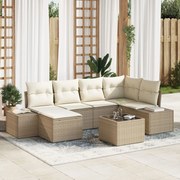 vidaXL Set de canapele pentru grădină 7 pcs bej și crem Rattan poli