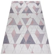 Covor SISAL SION Geometric, triunghiurile 3006 țesute plate ecru / roz - SECUNDAR-COTATI PRODUSUL