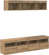 vidaXL Unități TV de perete cu LED cu led 5 pcs Stejar Artizanal