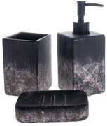 Set de accesorii de baie din ciment Bain, 3 piese,negru