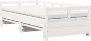 vidaXL Pat zi cu extensie și saltele alb 90x190 cm lemn masiv pin