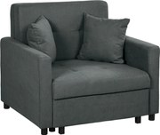 HOMCOM Fotoliu Tip Pat de O Persoană cu 2 Perne și Spațiu de Depozitare, Gri | Aosom Romania