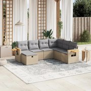 vidaXL Set canapele de grădină, 7 piese, cu perne, bej, poliratan