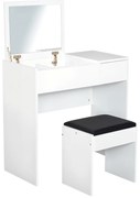 HOMCOM Tocador de Machiaj cu Taburet Masă de Machiaj cu Oglindă Capac Rabatabil și Cutii 80x40x79 cm și 40x30x40 cm | Aosom Romania